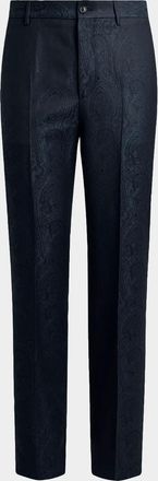 Etro Men & apos;s Wool Tonal Paisley Flat-Front Trousers