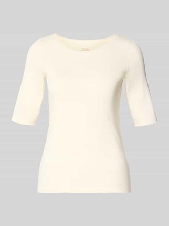 Marc Cain T-Shirt mit Rundhalsausschnitt und 1/2-Arm in Offwhite, Gr&ouml;&szlig;e 34