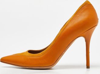 Malone Souliers Mustard Leather And Suede Pointed Toe Pumps