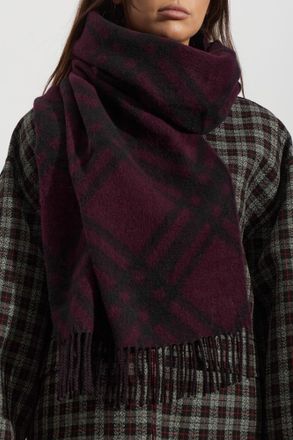 Burberry Wool Scarf, Unisex, Burgundy