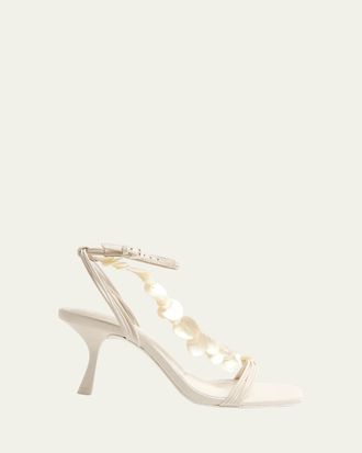 SIMKHAI Elin Shell Leather Ankle-Strap Sandals
