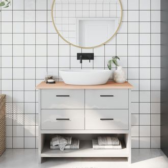vidaXL Encimera De Ba&ntilde;o Madera Maciza Sin Tratar 100x40x2 Cm Vidaxl