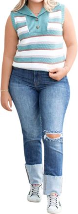 HYFVE Sweater Vest With Collar In Multi-Colored Striped