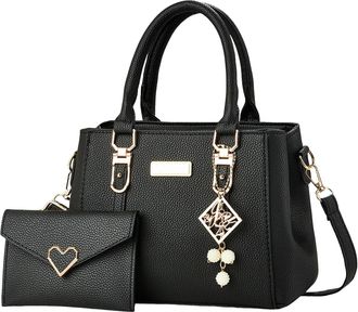 Generic Women Handbags Large Tote Shoulder Bag Crossbody Bag for Women Color PU Leather Ladies Top Handle Satchel Hobo 2pcs Purse Set Birthday Gifts for Mum C