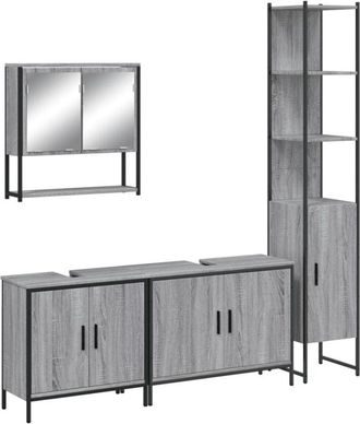vidaXL Vidaxl - Set De Muebles De Ba&ntilde;o 4 Pzas Madera Contrachapada Gris Sonoma