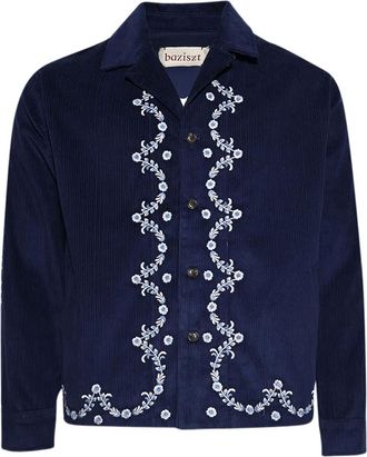 Baziszt Giacca-camicia Ponic a coste - Blu