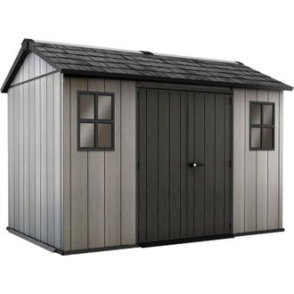 Dmora Casetta da giardino Oldenico, Capanno da esterno, Rimessa da giardino, Ripostiglio per attrezzi, 350x229 h254 cm, Grigio - Dmora