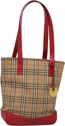 Burberry Tweedehands Canvas handtassen - Dames - Vintage Shopper - Beige - ONE Size - Leer - Vintage