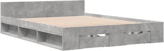 vidaXL Bed Frame with Drawers without Mattress Concrete Grey 160x200 cm Vidaxl
