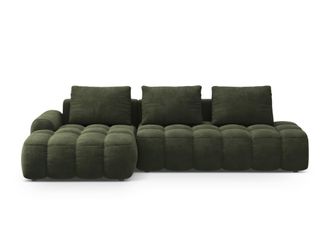 Cosmopolitan Design Sof&aacute; cama esquinero izquierdo con ba&uacute;l 3 plazas terciopelo verde