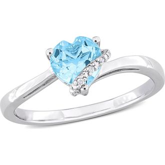 Delmar Blue Topaz & Diamond Heart Ring - 0.009ct. at Nordstrom Rack, Size 6