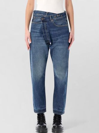 R13 high rise crossover straight leg denim trousers