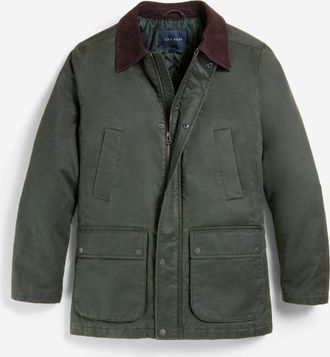 Cole Haan Mens Coated Cotton Rain Jacket - Green Size Medium