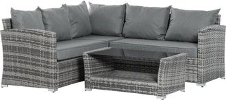 OUTSUNNY Salotto da Giardino Rattan pe 4 Pz Divano Angolare e Tavolino - Outsunny