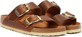 Birkenstock Arizona Grote Gesp Geolied Leer Dames Cognac Sandalen