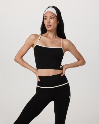 Vuori Clothing AllTheFeels Corset Tank Top | Black | XS, Size Extra Small