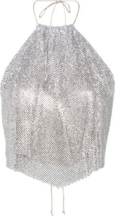 Manurí Paper Rock chainmail halterneck top - women - Silk/Metal - OS - Silver