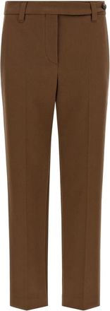 Brunello Cucinelli Monile Katoenen Broek - Dames - Slim Fit Broeken - Bruin - XS - Katoen - Broeken