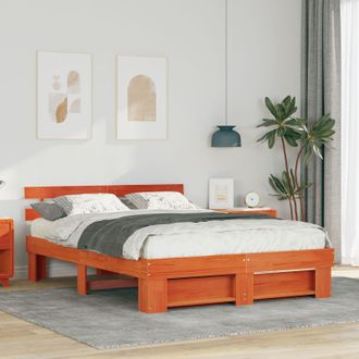 Berkfield Home with Headboard Brown 150 x 200 cm Solid pine wood