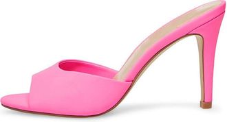 Generic Pink,4.5 UK,Womens Suede Pumps Peep Open Toe Stiletto High Heels Slip On Backless Slides Formal Wedding Party Dress Sandals Shoes