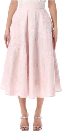 Rotate Flower Intarsia Maxy Skirt - Dames - Midirokken - Roze - XS - Katoen - Rokken