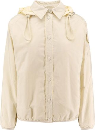 Moncler Nylon Hooded Jas met drukknopen - Dames - Zomerjassen - Beige - M - Nylon - Jassen
