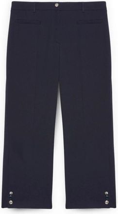 Fiorella Rubino Cropped broek van stretchstof - Dames - Vrijetijds broeken - Blauw - XS - Polyester - Broeken