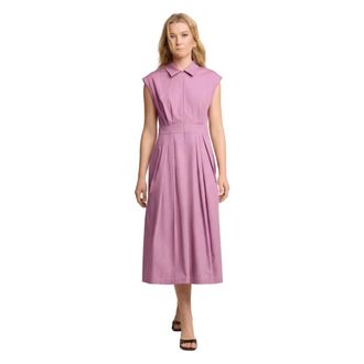 Kocca Mouwloze jurk in overhemdstijl - Dames - Casual kleedjes - Roze - S - Katoen - Kleedjes