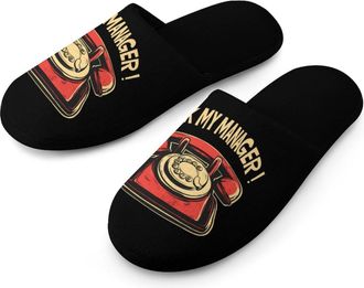 Generic Ask My Manager Warm Mens Slippers Slip On Soft Fleece House Shoes Winter Indoor Outdoor