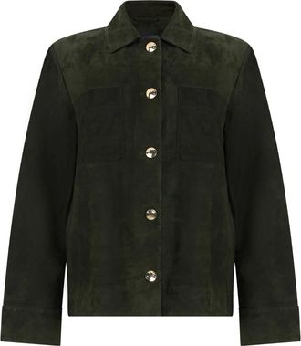 Max Mara Su&egrave;de Blousejas - Dames - Leren en Su&egrave;de Jassen - Groen - S - Su&egrave;de - Jassen