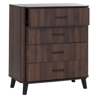 Hhg [nunca Usado] C&oacute;moda Hhg-780, Aparador, 4 Cajones, Mdf 92 X 80 X 40 Cm, Acabado En Nogal
