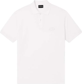 Emporio Armani Polo shirt met geborduurd logo - Heren - Polos - Wit - M - Katoen - Tops