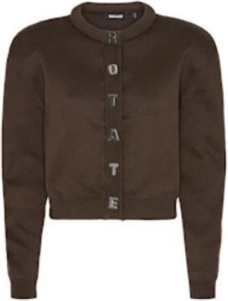 Rotate Stevig Gebreide Cardigan - Dames - Vesten - Bruin - M - Katoen - Truien & Vesten
