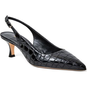 Bruno Magli Palerma Pointed Toe Kitten Heel Slingback Pump in Black/Croc at Nordstrom Rack, Size 8.5