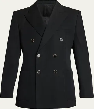 Givenchy Mens Wool Gabardine Double-Breasted Jacket
