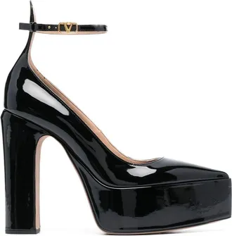 Valentino Garavani Tan-Go 130 patent leather pumps - women - Calf Leather/Calf Leather/Calf Leather - 37.5 - Black