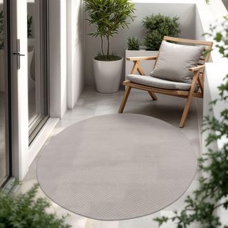 Paco Home Paco Home - Alfombra Exterior Interior Balc&oacute;n Terraza Alfombra Cocina Monocolor Jaspeado &Oslash; 200 Cm Redon, Marfil