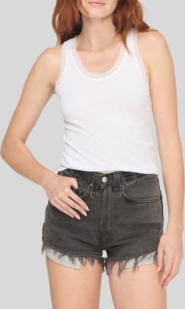 Project Social T Misty Mesh Trim Tank in White at Nordstrom, Size X-Small