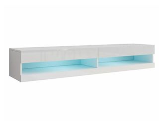 Mirjan24 Mobilier1 - Mueble Tv Venenou 120, Blanco + Blanco Brillante, N&uacute;mero De Puertas: 0, N&uacute;mero De Cajones: 0, 180x30x40cm