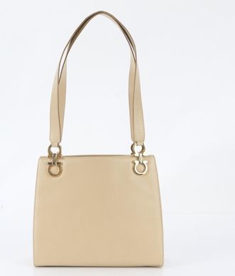 Ferragamo Beige Leather Handbag Shoulder Bag Tote Bag (Pre-Owned)