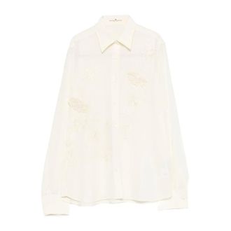 Ermanno Scervino Shirts, female, White, Size: XS Intricate Lace Detail Button-Front Shirt