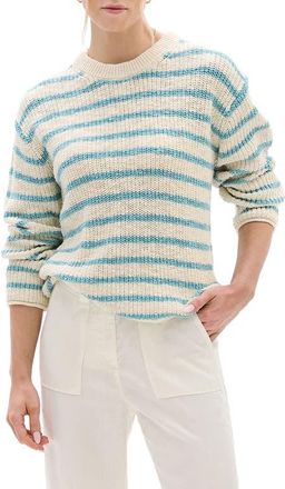 Hatley Stripe Crewneck Cotton Sweater in Whisper White at Nordstrom, Size X-Small