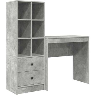 vidaXL Escritorio Con Almacenamiento Con Caj&oacute;n 2 Pcs Gris Concreto Vidaxl