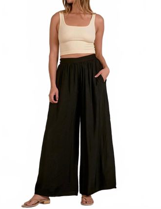 Elan Wide Leg Flowy Pants In Black