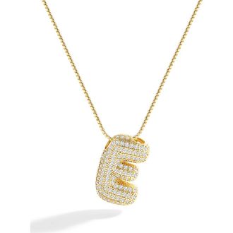 Mint & Lily Pave Bubble Initial Necklace in 18K Gold /Letter E at Nordstrom