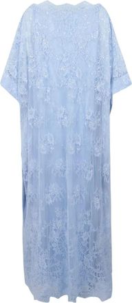 Self Portrait Embellished Lace Kaftan - Dames - Maxi kleedjes - Blauw - S - Katoen - Kleedjes