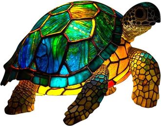 OEM L&aacute;mparas De Mesa Con Forma De Animales, Luces Nocturnas Vintage De Vidrieras Que Representan Un Lobo, Un Caballo, Un Delf&iacute;n, Un B&uacute;ho Y Una Tortuga, L&aacute;
