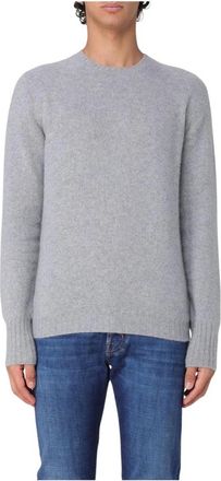 Drumohr Truien & Vesten, Heren, Grijs, M, Kasjmier, Trui met ronde hals