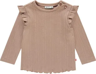 Babyface Pointelle Long Sleeve Shirt in Sepia at Nordstrom, Size 18M