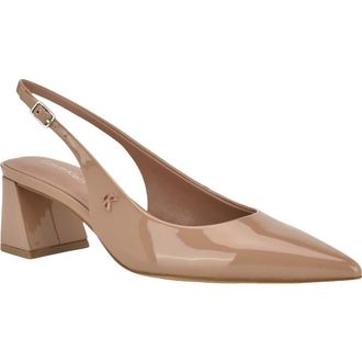 Calvin Klein Sarra Slingback Pointed Toe Pump in Light Natural Patent at Nordstrom, Size 7.5